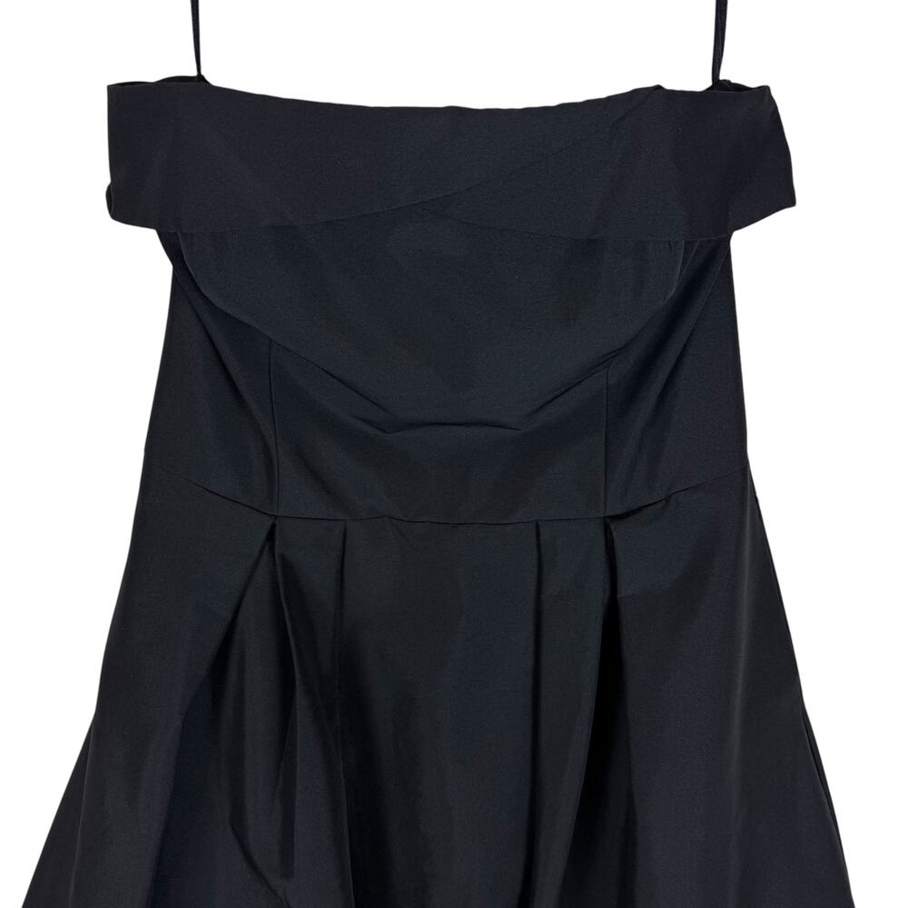 White House Black Market Poplin Midi Dress‎ Women's 12 Black Back Zip Pleated - Picture 3 of 14